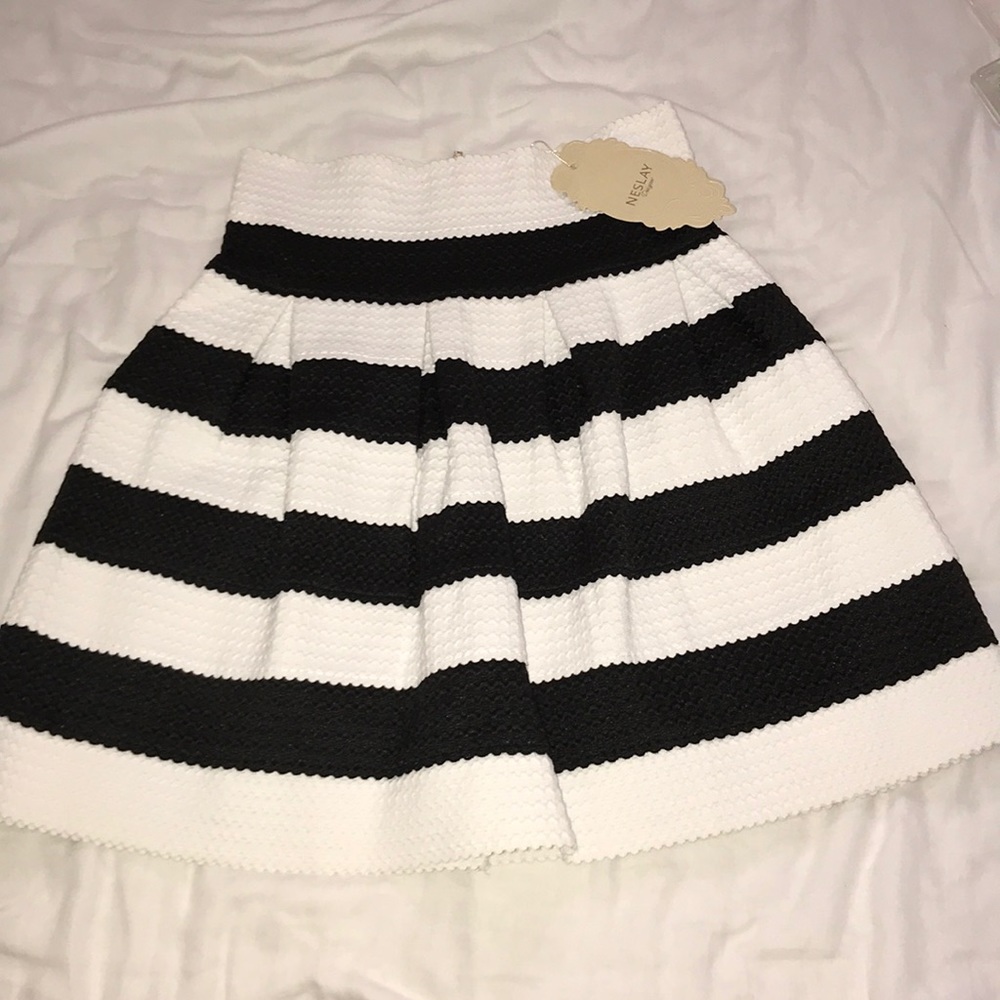 Black and White Stripe Skater Skirt